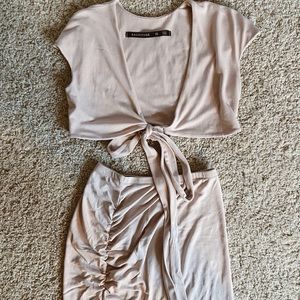 Lulus Two Piece Nude Dress Set